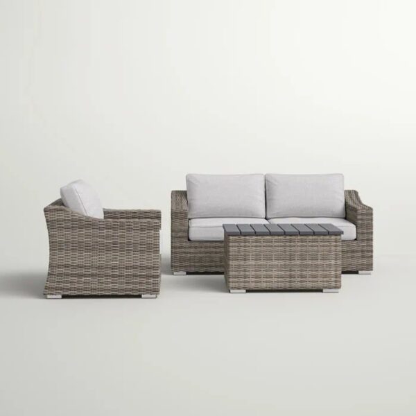 Stylish 3 Person Seating Group With Cushions Perfect For Outdoor Relaxation - Gray Mix