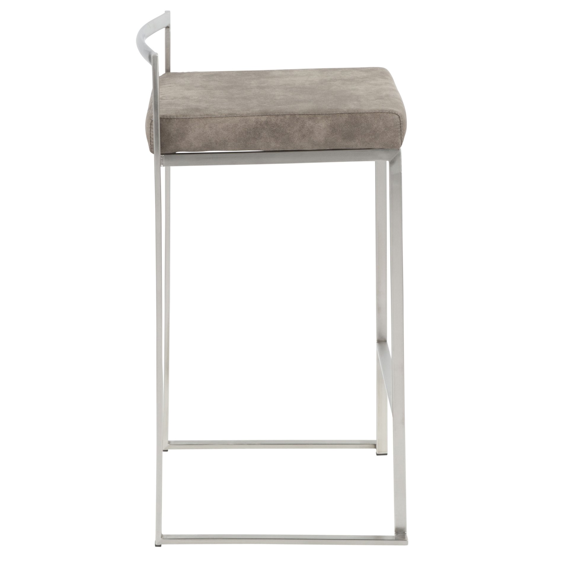 Fuji - Contemporary Stackable Counter Stool (Set of 2) - Stainless Steel / Stone - Image 3