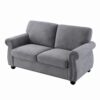 Soft Loveseat, Upholstered 2 Seater Couch, Loose Back Cushions And Turned Legs - Gray - Image 10