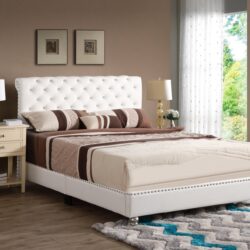 Elegant Tufted Upholstered Bed - White