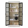Rustic Style Display Cabinet With Glass Doors For Collectibles - Black / Cream White - Image 10