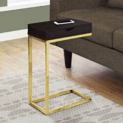 Accent Table, C - Shaped, Contemporary - Espresso