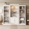 Retro Style 3 Piece Bookcase Display Cabinet With Adjustable LED Lighting, Tempered Glass Shelves - White - Image 4