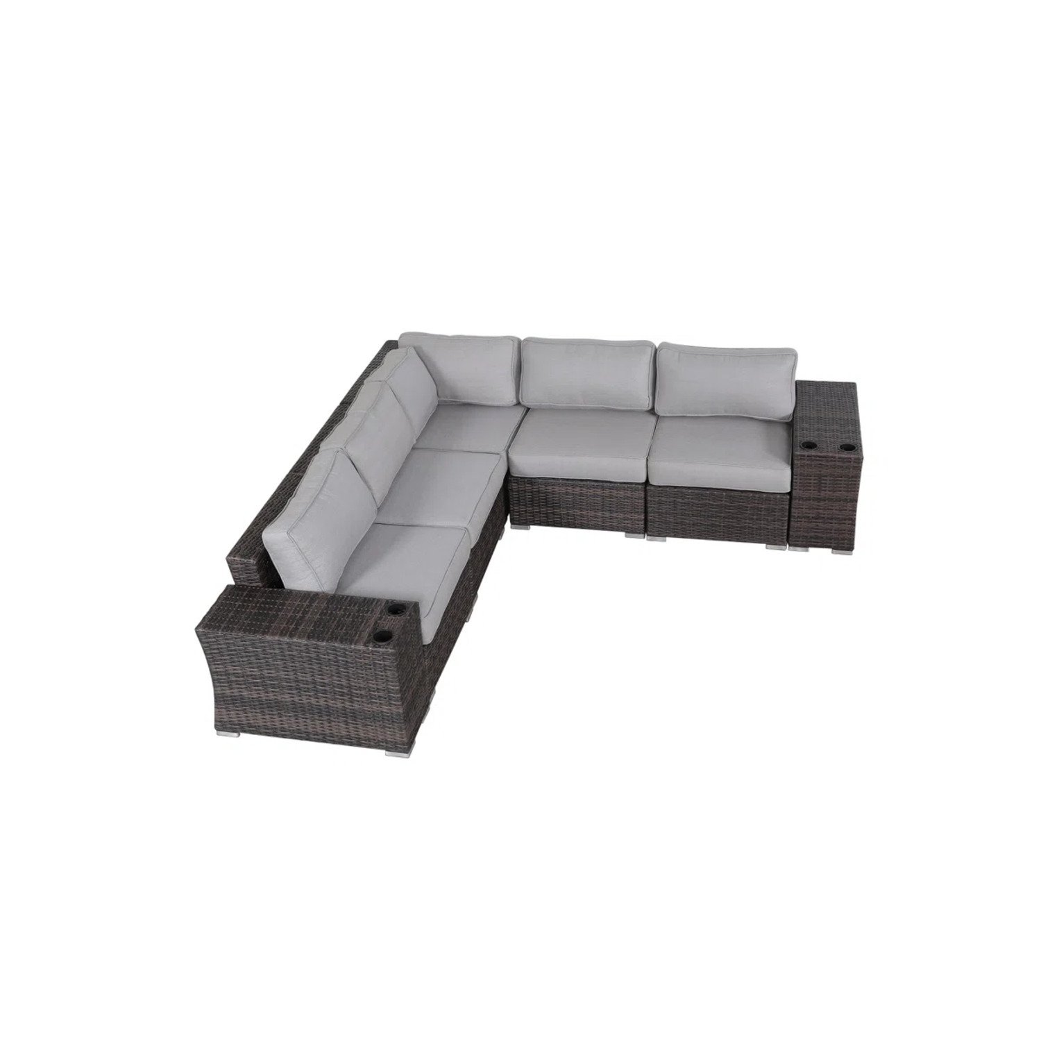 Oasis - Outdoor 7 Piece Rattan Sectional Seating Group With Cushions - Brown - Image 8