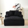 Cloudline - Oversized Chaise Lounge Chair In Soft Corduroy, Modern Comfy Couch With Full Foam Cushioning, Cozy Sleeper Sofabed For Living Room - Black - Image 7