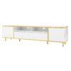 Modern TV Stand For TVs Up To 80", Entertainment Center With 2 Shelves And LED Lights, TV Storage Cabinet With 2 Drawers, 2 Cabinets And Metal Legs For Living Room - White - Image 14