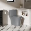 Ceramic 1 Piece Toilet With Tornado Flush And Soft Closing Seat - Light Gray - Image 2