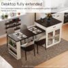 Extendable Kitchen Island With Slide Out Table And Storage Racks For 2 - 6 Person, Power Outlet, Bar, Prep Station - Creamy White / Walnut - Image 9
