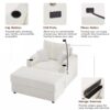 Single Sofa With Storage Space, Movable Ottoman, USB Ports, Cup Holders, Phone Holder Corduroy - Beige - Image 6