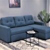 Convertible L Shaped Sectional Sleeper Sofa Bed, Saving Pull Out Couch - Blue - Image 7