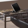C-Shaped Accent Table Marble Look For Living Room - Espresso - Image 2