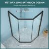 Diamond Shaped Corner Shower Door, Inward Sliding, Stainless Steel Frame - Matte Black - Image 8