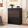 Modern Extendable & Rotating Cabinet With Drawer And Flip Doors For Versatile Storage - Black / Dark Walnut - Image 10