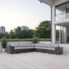 Outdoor Wicker Patio Sofa, Weather Resistant Wicker - Brown - Image 2