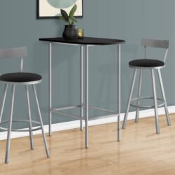 Home Bar Table With Bar Height Small Rectangular For Kitchen - Black