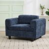 Modern Oversized Armchair Comfy Accent Chair Single Sofa For Living Room Bedroom Office Apartment, Woven Velvet Fabric - Blue - Image 6