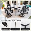 7 Piece Modern Outdoor Patio Dining Set With Table And Swivel Chairs Rockers With Sunbrella Cushions - Ember Black / White - Image 5