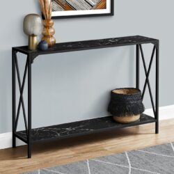 Accent Console Table For Entryway, Marble Contemporary & Modern - Black