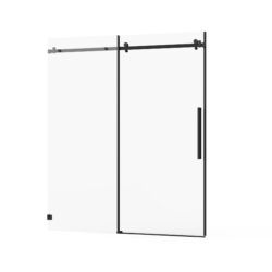 Frameless Sliding Shower Door 60" X 72", Clear Tempered Glass With Easy Clean Coating Hardware - Matte Black