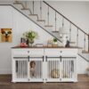 Large Dog Crate, Water Resistant Indoor Pets Furniture Double Dog Crates - Brown White - Image 11