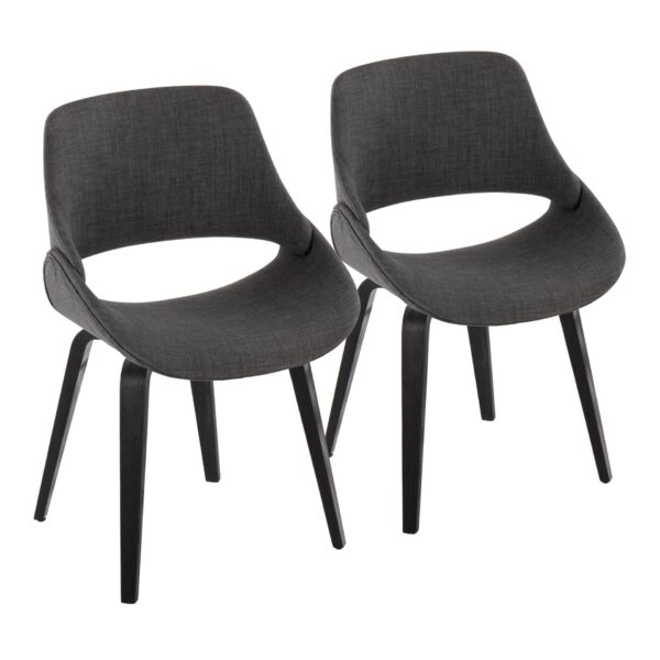 Fabrico - Mid-Century Modern Dining Chair (Set of 2) - Charcoal / Black