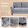 Modern Living Room Loveseat Linen Upholstered Couch Furniture For Home Or Office - Light Gray / Blue - Image 5