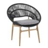 Cyril - Outdoor Wicker Papasan Style Dining Chair (Set of 2) - Dark Gray / Teak - Image 5