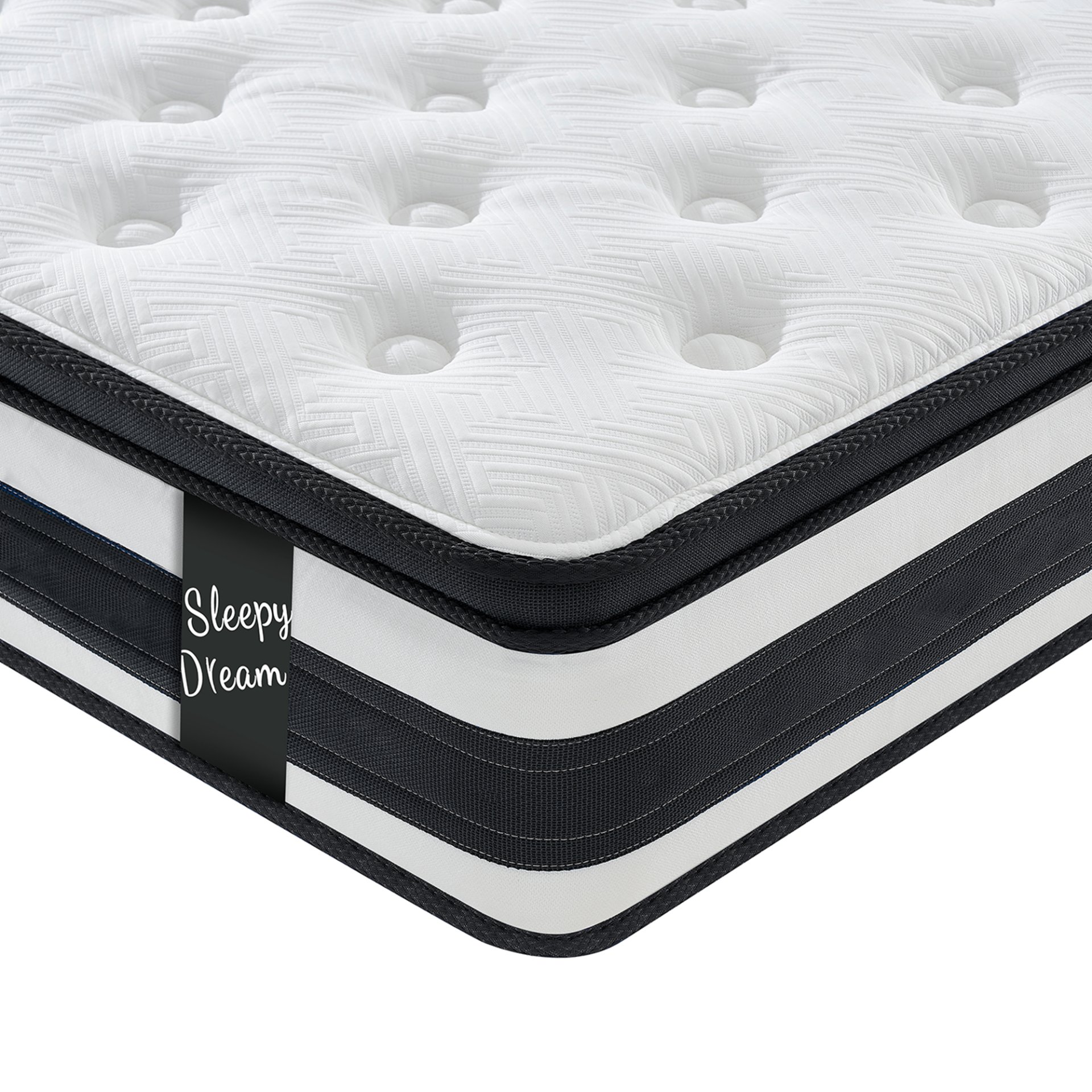 12" Full Size Hybrid Mattress Breathable Cool Knitted Cover Soft Memory Foam Individual Pocket Spring - White / Black - Image 10