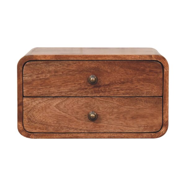 2 Drawer Floating Bedside Table - Caramel