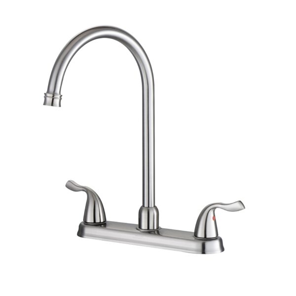 Kitchen Sink Faucet With 2 Handles, 3 Hole Installation - Brushed Nickel