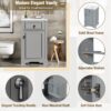 Bathroom Vanity With Ceramic Sink, Soft Close Door, Adjustable Shelf, And Storage Rack - Gray - Image 4