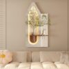Adjustable 3 Color LED Sandstone Wall Decor With Simulated Plants, Glass Vase & Rabbit Statue - Light Coffee - Image 2