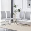 Luxury Simple Arch Chair (Set of 4) Light Material Dining Chair With Arched Metal Leg - Light Gray / Silver - Image 2