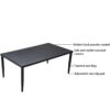 Outdoor Patio Rectangle Dining Table With Tapered Feet & Umbrella Hole - Ember Black - Image 6