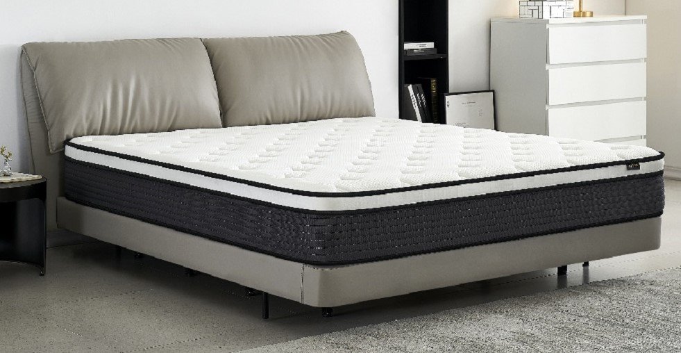 10" King Hybrid Mattress A Box, Pillow Top Bed Cushion With Breathable And Hypoallergenic Design, Medium Firm For Lumbar Support - White / Gray - Image 5