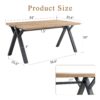Wood Textured Dining Table With A Frame Legs.Density Board Sticker Pipe Spraying, Suitable For Various Occasions Such As Living Rooms - Black - Image 3