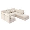 Sectional Sofa Modular U Shaped With Ottoman & USB Ports - Beige - Image 16