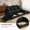 Double Chaise Lounge Set With Reversible Ottoman Soft Corduroy Fabric, Storage Ottomans, USB Port - Black - Image 5