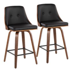 Gianna - Mid-Century Modern Counter Stool (Set of 2) - Walnut / Black Faux