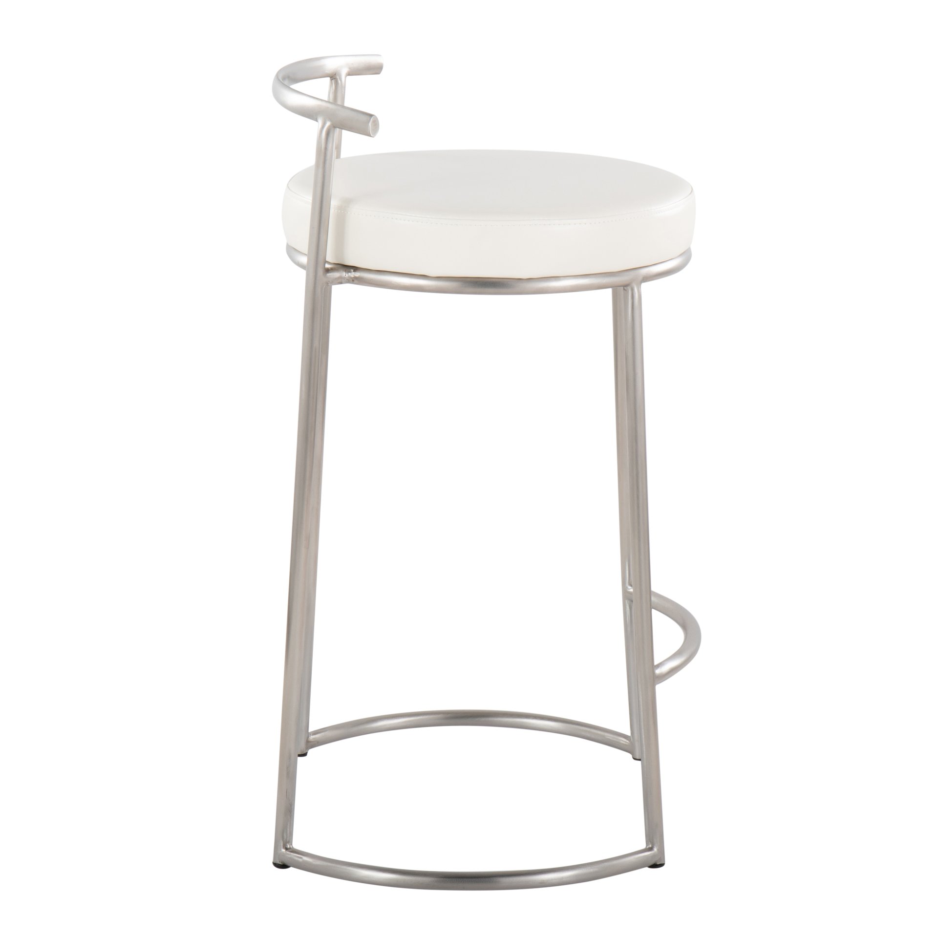 Fuji - Round Contemporary Fixed Height Counter Stool (Set of 2) - White - Image 3