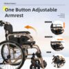 Lightweight Foldable Transport Wheelchair Square Tube Design Double Brakes Adjustable Handrail Breathable Seat Anti Backflip 250Lbs Capacity Easy Storage Color - Gold / Black - Image 5
