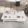 Lift Top Coffee Table With 2 Drawers, Multi Functional Adjustable Coffee Table With Hidden Storage Compartment For Living Room - White - Image 5