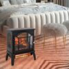 18 Inch 3D Flame Electric Infrared Quartz Fireplace Stove With Remote Control - Black - Image 2