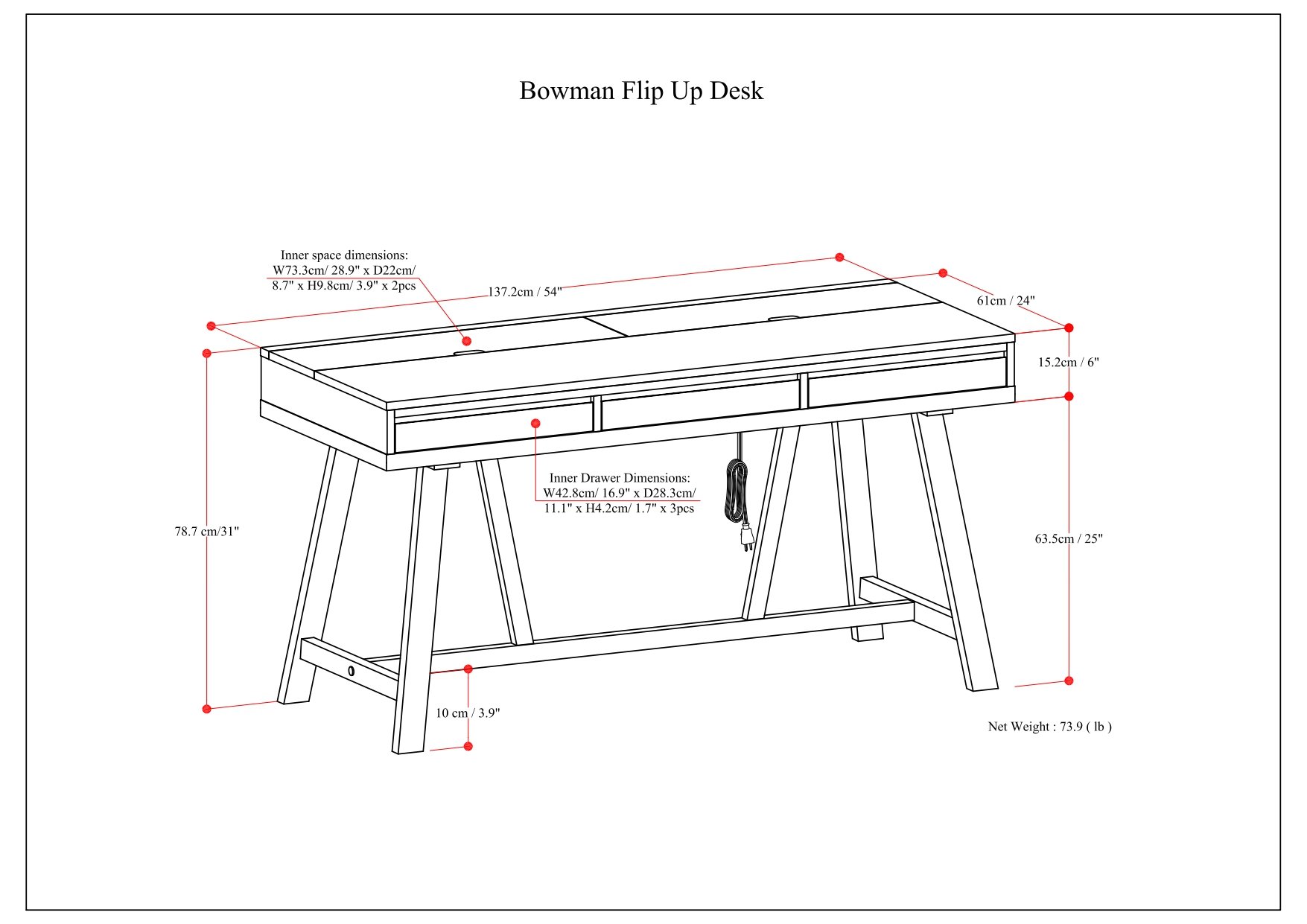 Bowman - Flip Up Desk - Distressed Gray - Image 10