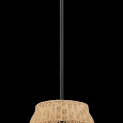 Essence - Single Lights Pendant With Shade - Black / Rattan