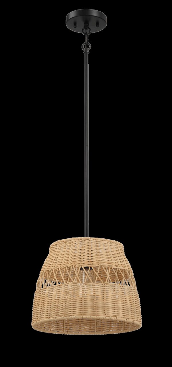 Essence - Single Lights Pendant With Shade - Black / Rattan