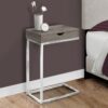 C-Shaped Accent Table Storage Drawer For Living Room - Taupe - Image 3