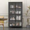 Premium Metal Storage Cabinet With Tempered Glass Doors, Adjustable Shelves, And Anti Tipping Device - Black - Image 2