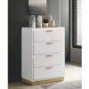 4 Drawer Bedroom Chest With - Gold / White - Image 2