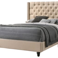 King Upholstered Transitional Bed - Beige